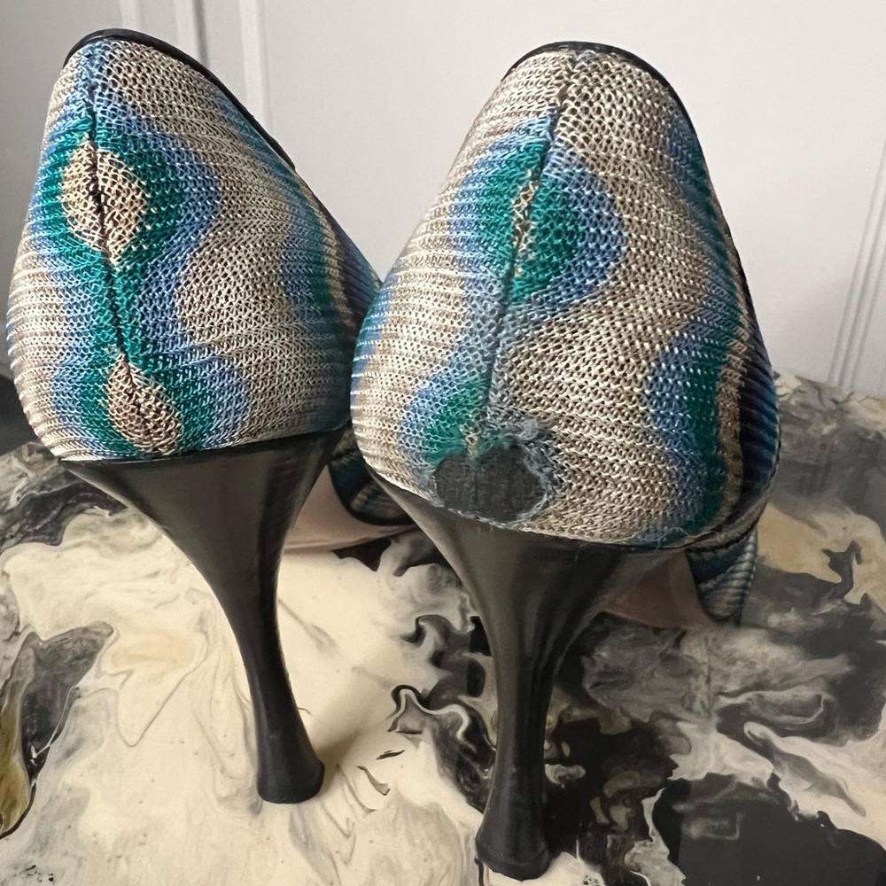 Missoni Early 2000s Zigzag Woven Stiletto Heels Size 38 - Picture 6 of 11